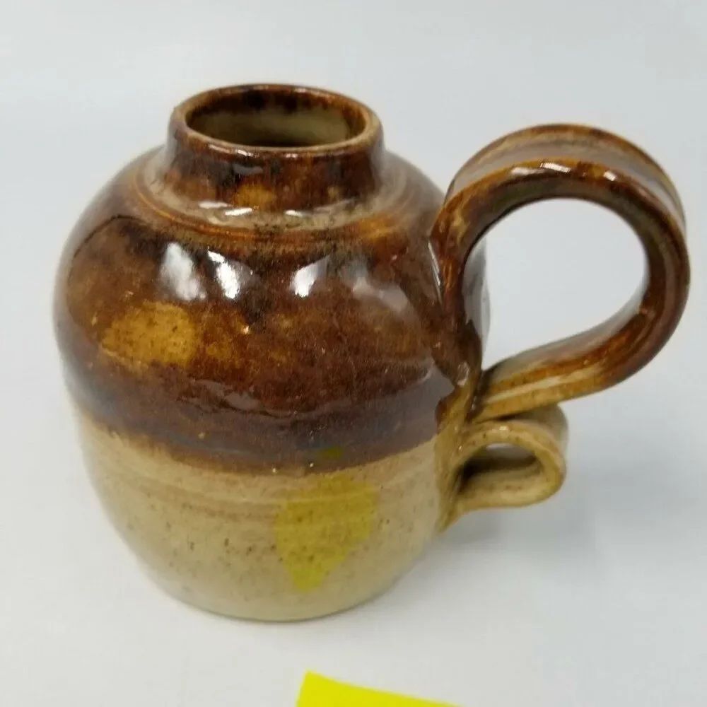 Vintage 90s Pottery Art Hand Made Brown Massachusetts 5"